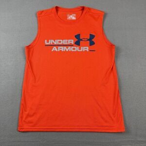 Under Armour Loose Heat Gear Muscle Shirt Cut Off Orange YOUTH Large‎